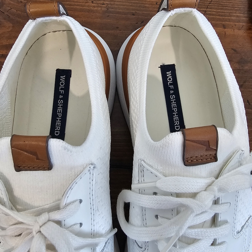 Wolf & Sheperd Classy White Knit Sneakers/Dress Shoes Men's Size 9 - NWOB - Picture 5 of 9